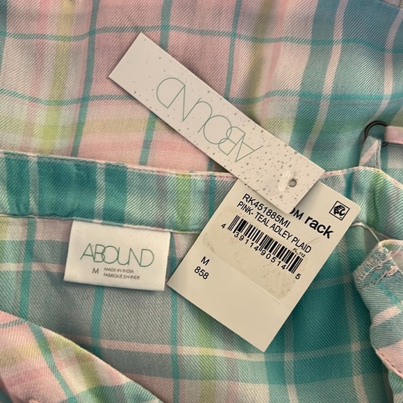 Abound Pastel Plaid Summer V-Neck Spaghetti Strap Babydoll Dress Size Medium New - Picture 5 of 6